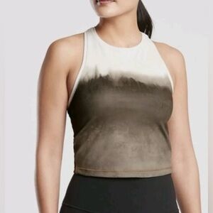 Athleta Shanti Crop Tank Watercolor Stripe Mortar Mushroom M